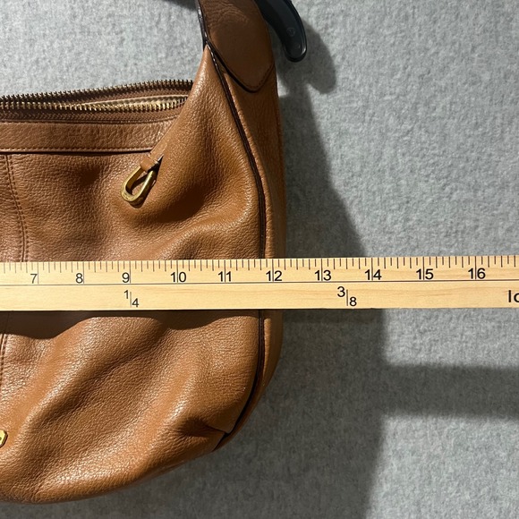 Coach Pebble Leather Hobo Shoulder Bag Tan Medium Brass buckle Classic vintage - Picture 3 of 11